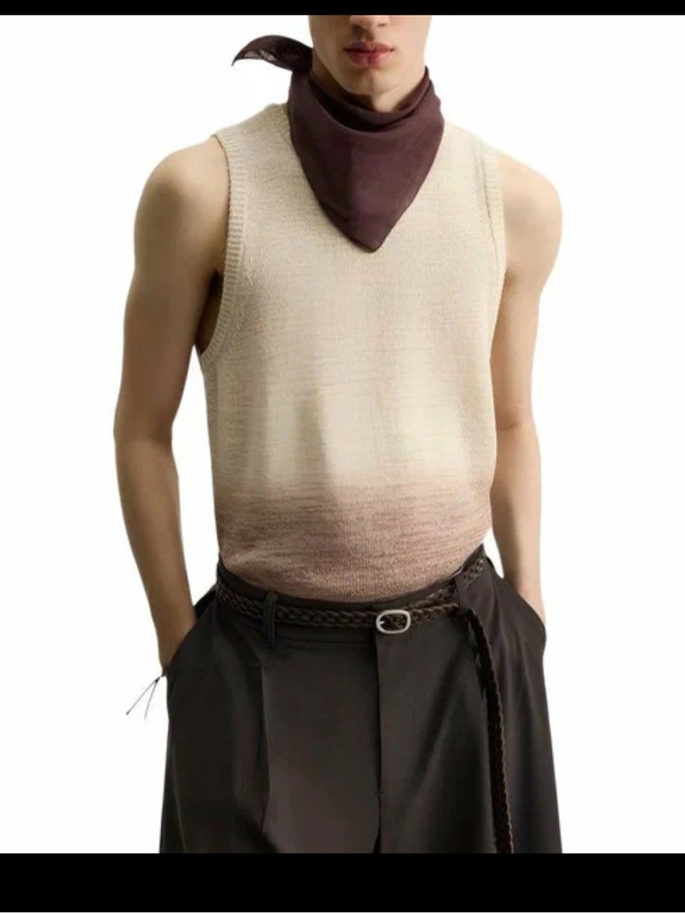 Zara Ivory and Brown Ombre Sweater Tank